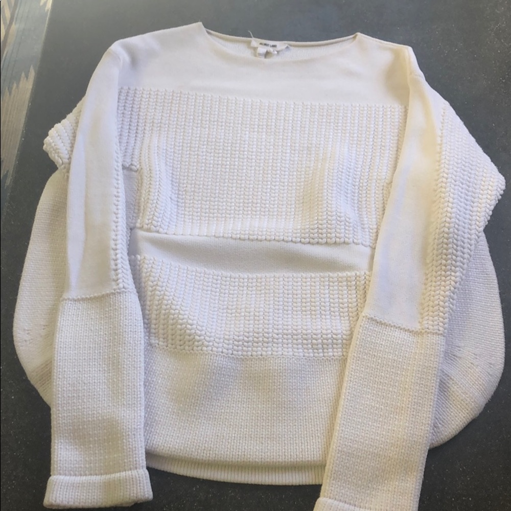 Helmut Lang White Crew Neck Sweater